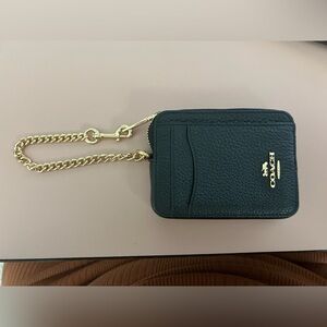 Coach Zip Card Case w/Gold Chain